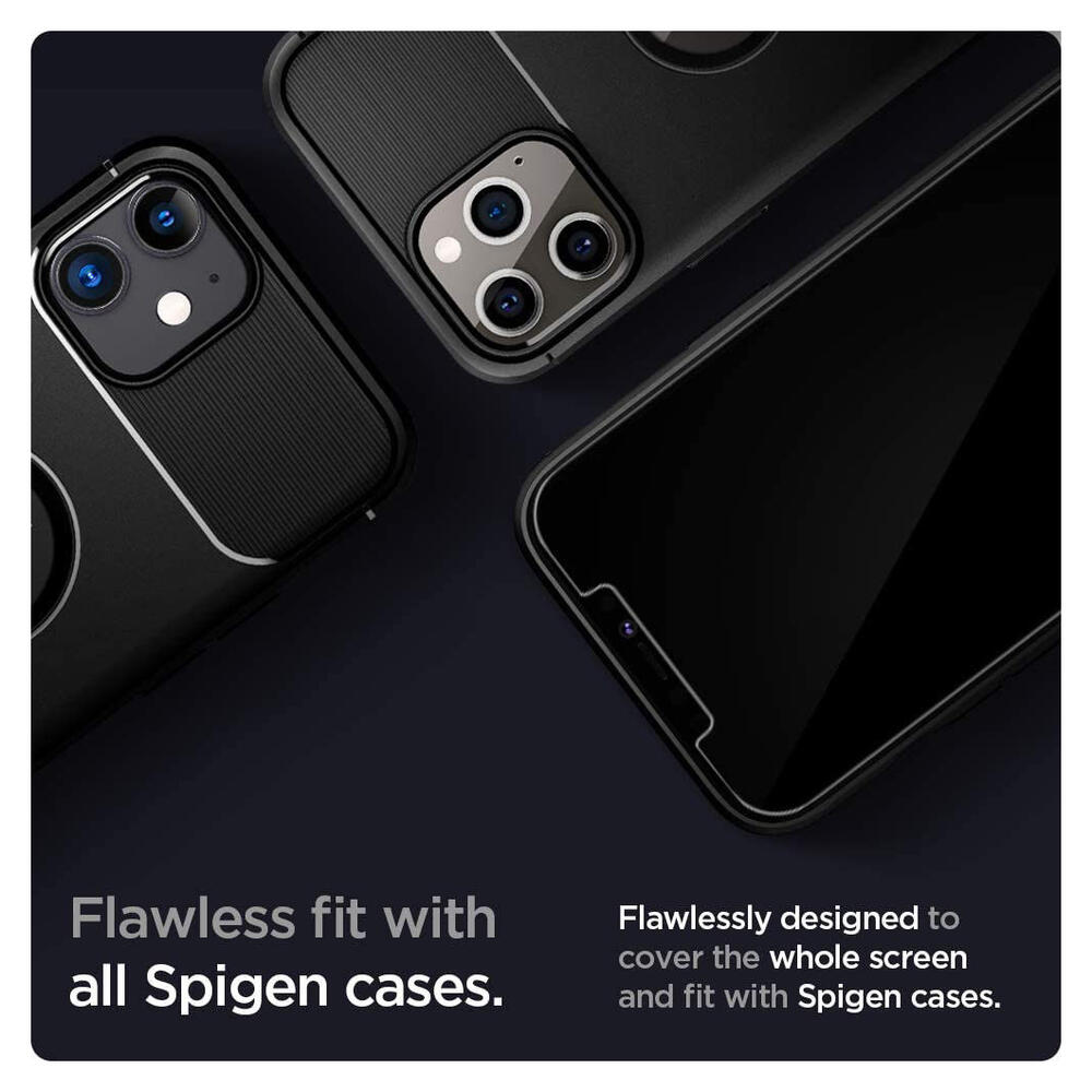 Spigen EZ Fit Glas.tR Apple iPhone 12/12 Pro Screen Protector (2-Pack) afbeelding 6