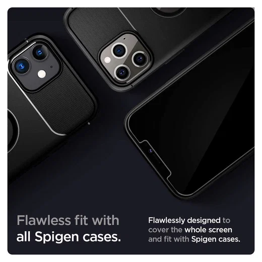 Spigen EZ Fit Glas.tR Apple iPhone 12/12 Pro Screen Protector (2-Pack) afbeelding 6
