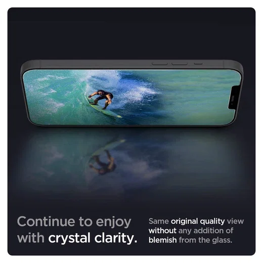 Spigen EZ Fit Glas.tR Apple iPhone 12/12 Pro Screen Protector (2-Pack) afbeelding 7
