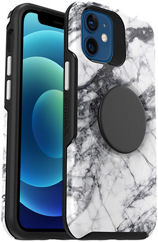 OtterBox Otter + Pop Symmetry iPhone 12 Mini Hoesje Wit Marmer afbeelding 1