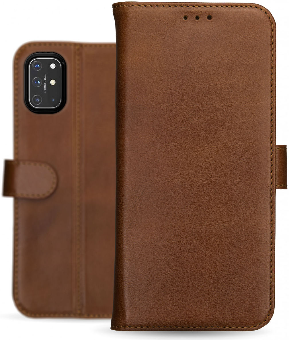 Rosso Deluxe OnePlus 8T Hoesje Echt Leer Book Case Bruin afbeelding 12