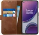 Rosso Deluxe OnePlus 8T Hoesje Echt Leer Book Case Bruin afbeelding 1