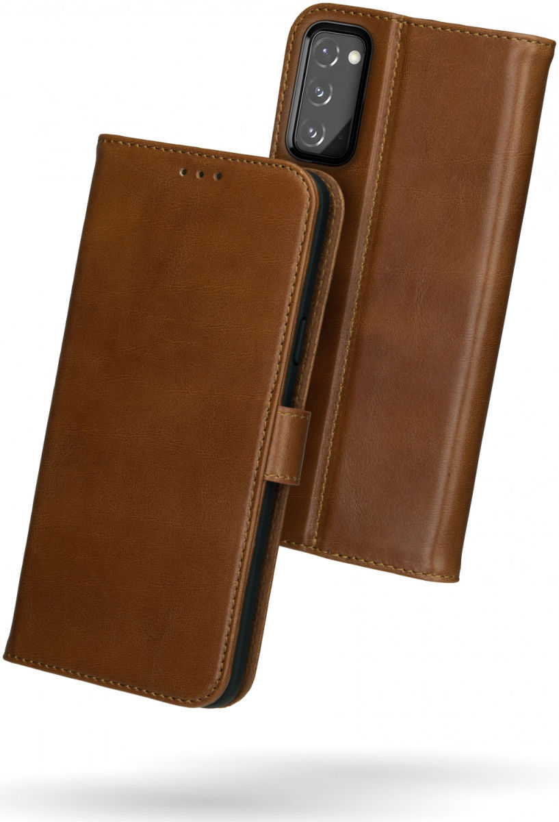 Rosso Deluxe Samsung Galaxy S20 FE Hoesje Echt Leer Book Case Bruin afbeelding 2