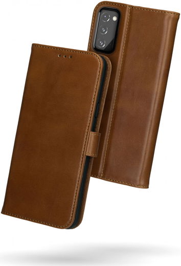 Rosso Deluxe Samsung Galaxy S20 FE Hoesje Echt Leer Book Case Bruin afbeelding 2