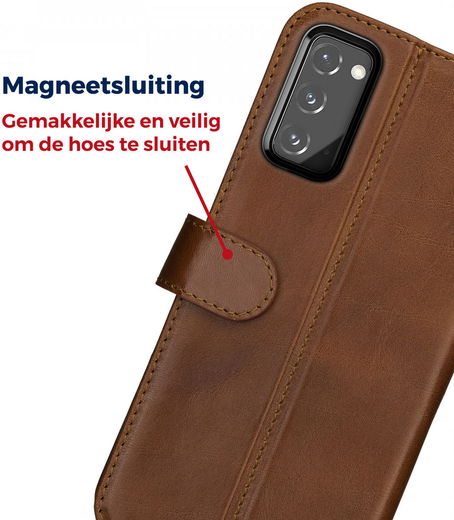 Rosso Deluxe Samsung Galaxy S20 FE Hoesje Echt Leer Book Case Bruin afbeelding 8