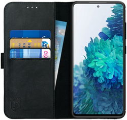 Rosso Deluxe Samsung Galaxy S20 FE Hoesje Echt Leer Book Case Zwart afbeelding