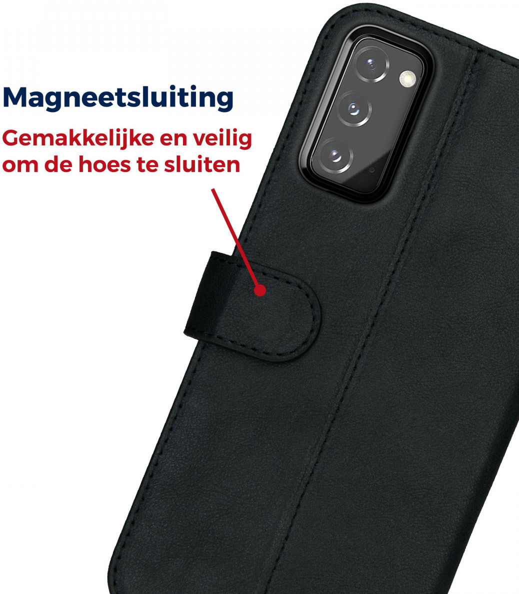 Rosso Deluxe Samsung Galaxy S20 FE Hoesje Echt Leer Book Case Zwart afbeelding 8