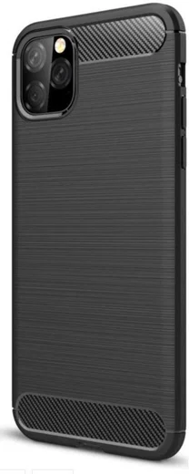 Apple iPhone 12 Pro Hoesje Geborsteld TPU Flexibele Back Cover Zwart afbeelding 1