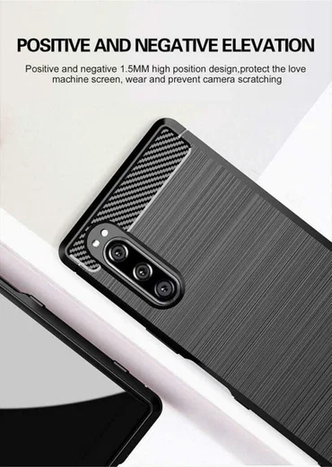 Sony Xperia 5 II Hoesje Geborsteld TPU Flexibele Back Cover Zwart afbeelding 4