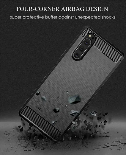 Sony Xperia 5 II Hoesje Geborsteld TPU Flexibele Back Cover Zwart afbeelding 6