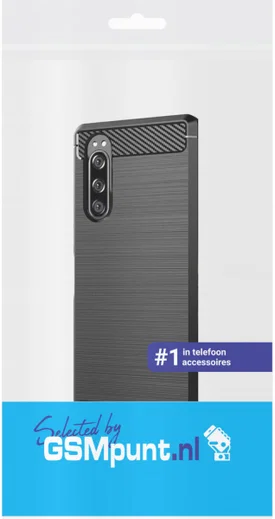 Sony Xperia 5 II Hoesje Geborsteld TPU Flexibele Back Cover Zwart afbeelding 3