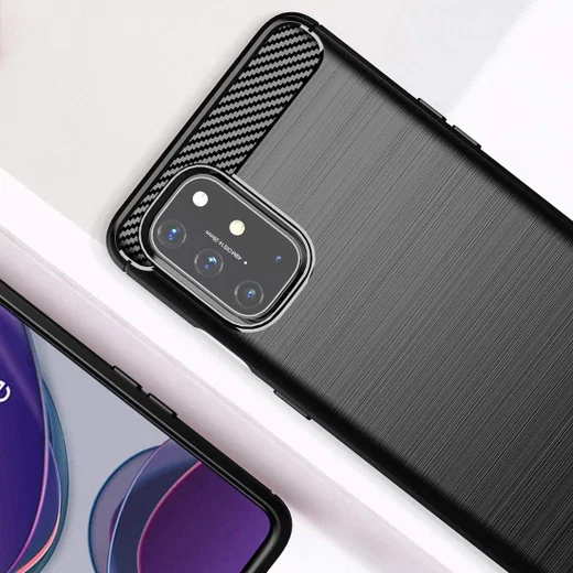 OnePlus 8T Geborsteld TPU Hoesje Zwart afbeelding 3