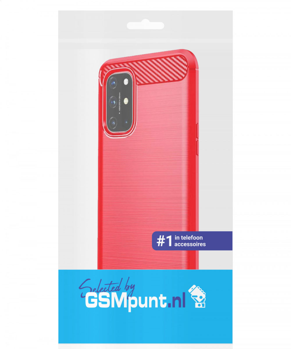 OnePlus 8T Geborsteld TPU Hoesje Rood afbeelding 2