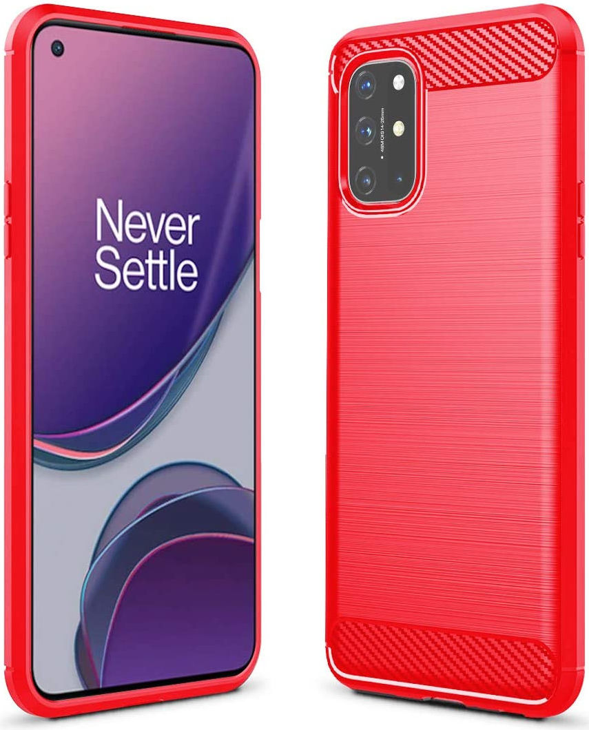 OnePlus 8T Geborsteld TPU Hoesje Rood afbeelding 1