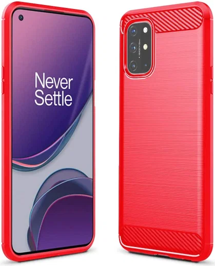 OnePlus 8T Geborsteld TPU Hoesje Rood afbeelding 1