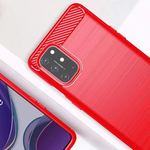 OnePlus 8T Geborsteld TPU Hoesje Rood afbeelding 3