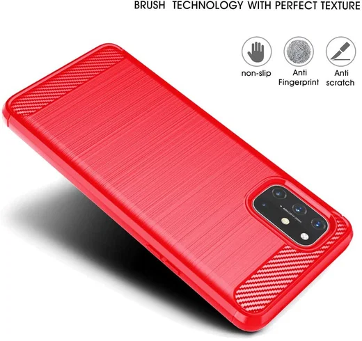 OnePlus 8T Geborsteld TPU Hoesje Rood afbeelding 5