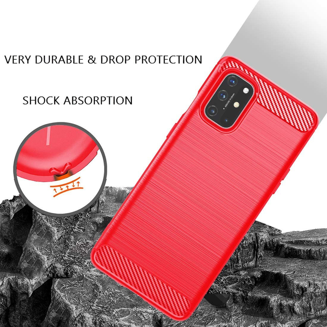 OnePlus 8T Geborsteld TPU Hoesje Rood afbeelding 6