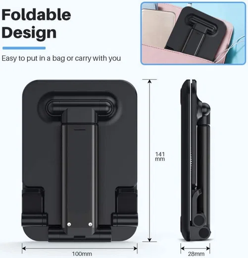Verstelbare Aluminium iPad/Tablet Bureau Houder Opvouwbaar Zwart afbeelding 6