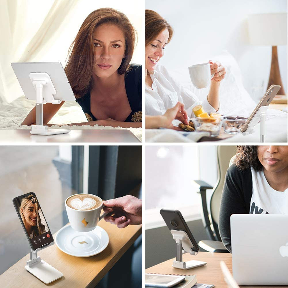Verstelbare Aluminium iPad/Tablet Bureau Houder Opvouwbaar Wit afbeelding 10