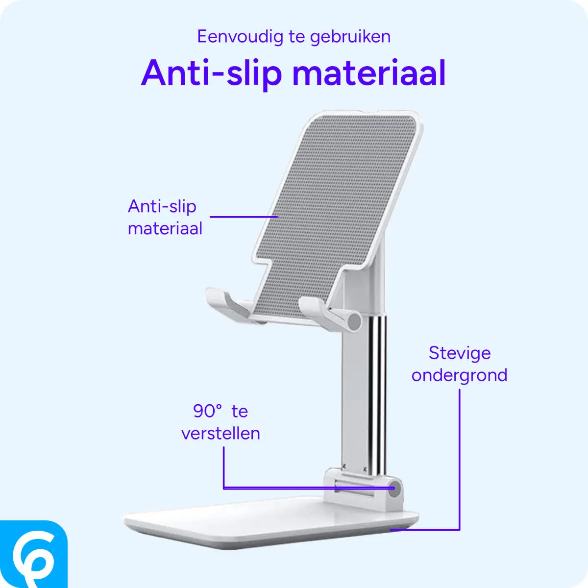 Verstelbare Aluminium iPad/Tablet Bureau Houder Opvouwbaar Wit afbeelding 2