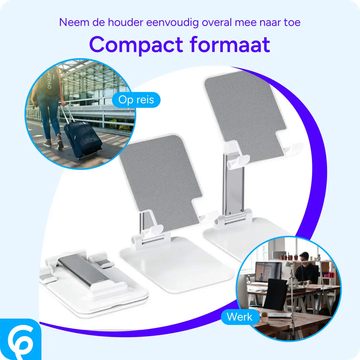 Verstelbare Aluminium iPad/Tablet Bureau Houder Opvouwbaar Wit afbeelding 5