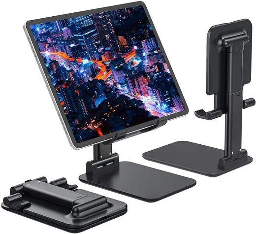 Verstelbare Aluminium iPad/Tablet Bureau Houder Opvouwbaar Roze afbeelding 10