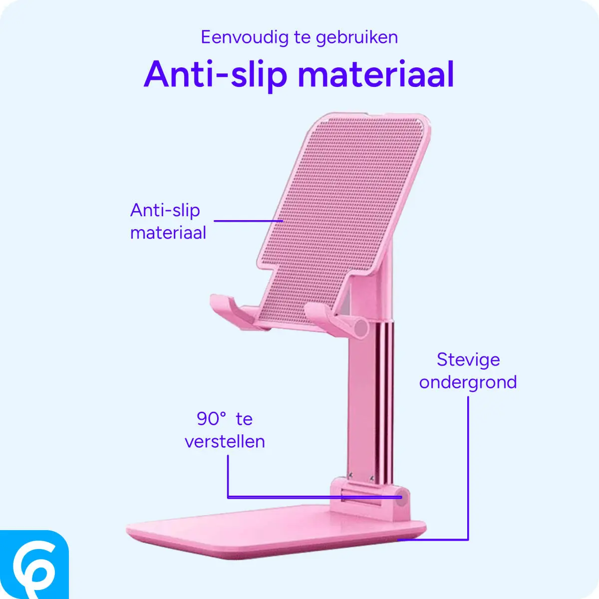 Verstelbare Aluminium iPad/Tablet Bureau Houder Opvouwbaar Roze afbeelding 2