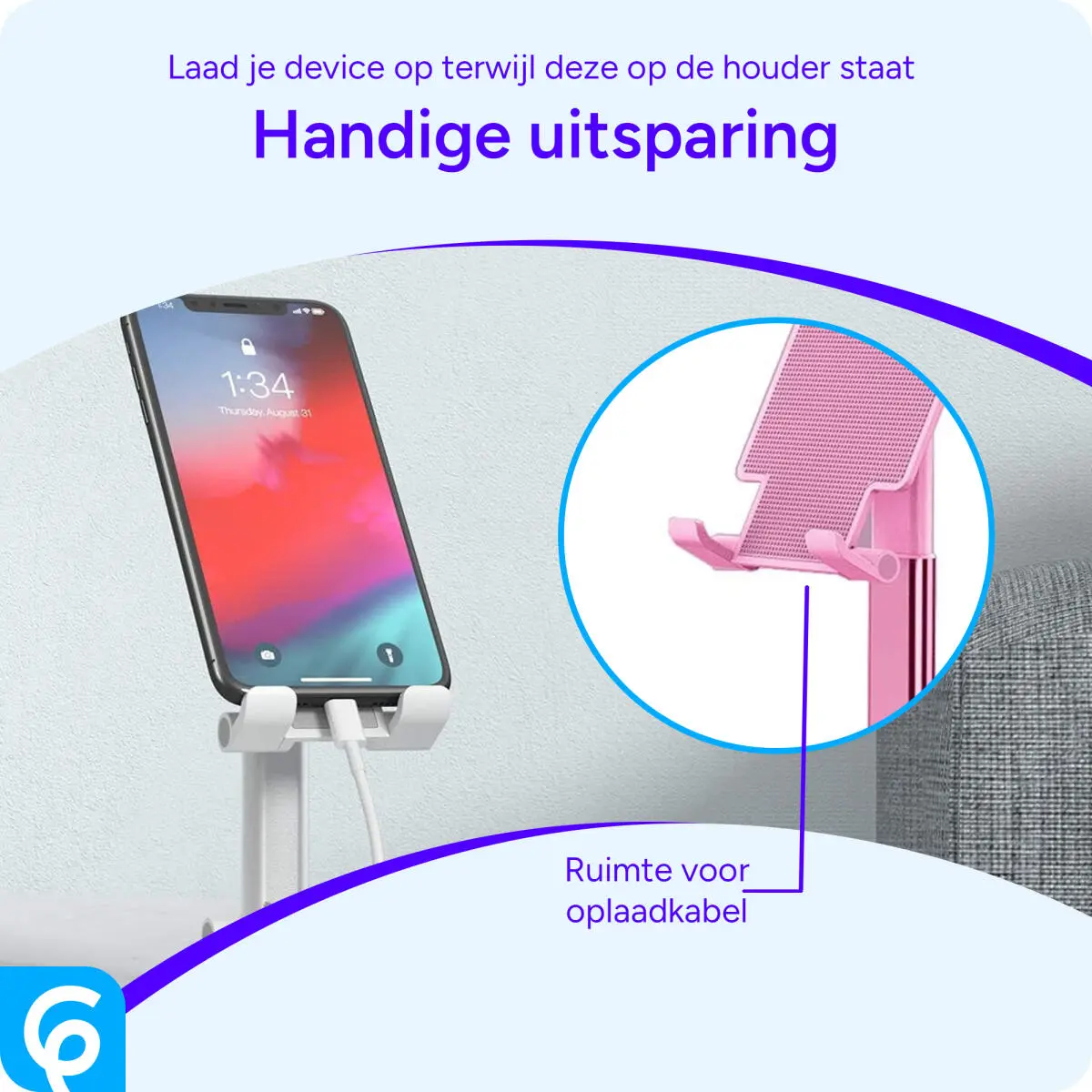 Verstelbare Aluminium iPad/Tablet Bureau Houder Opvouwbaar Roze afbeelding 4