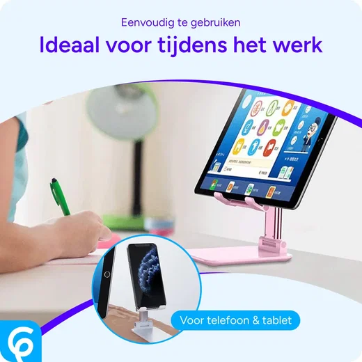 Verstelbare Aluminium iPad/Tablet Bureau Houder Opvouwbaar Roze afbeelding 5