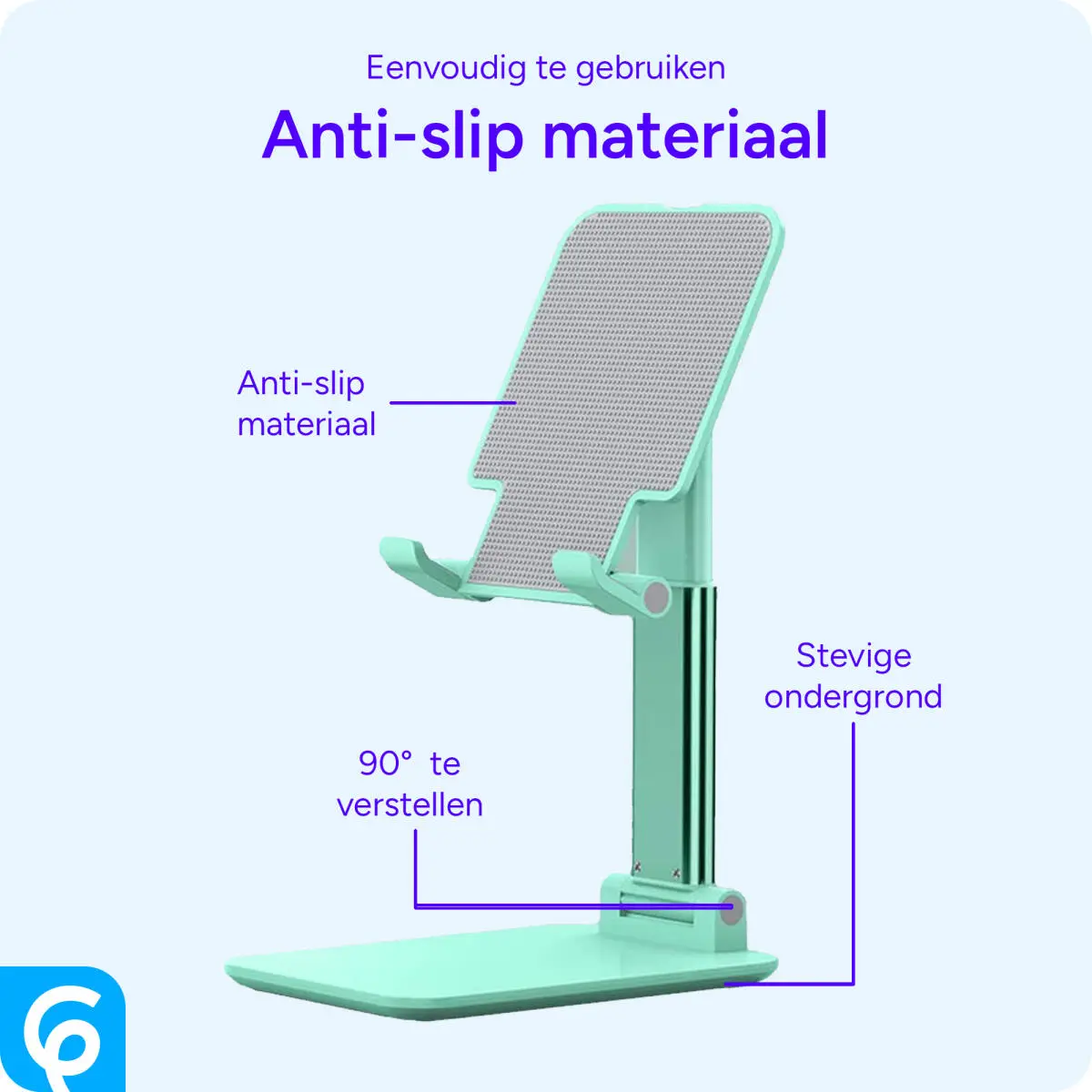 Verstelbare Aluminium iPad/Tablet Bureau Houder Opvouwbaar Groen afbeelding 4