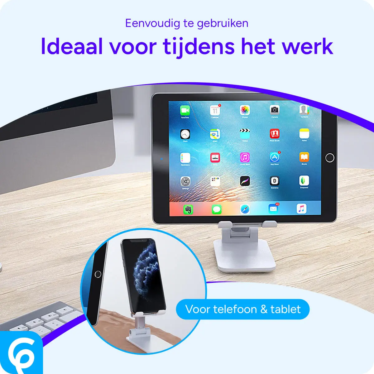 Verstelbare Aluminium iPad/Tablet Bureau Houder Opvouwbaar Groen afbeelding 7