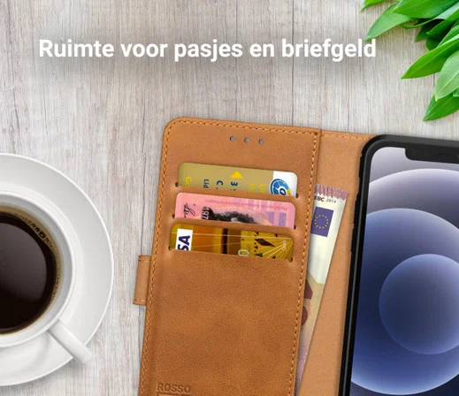 Rosso Element Apple iPhone 12 Pro Hoesje Book Cover Lichtbruin afbeelding 10