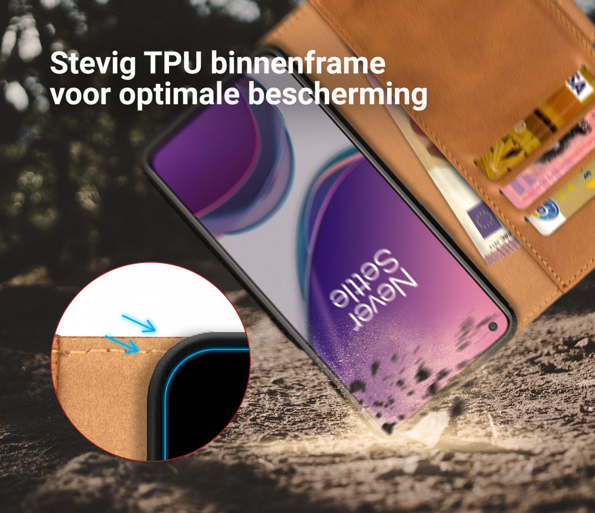 Rosso Element OnePlus 8T Hoesje Book Cover Wallet Case Lichtbruin afbeelding 6