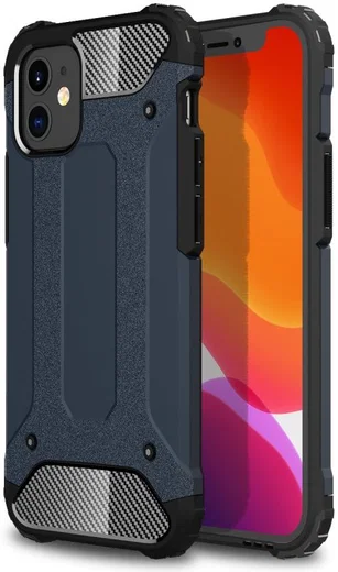 Apple iPhone 12 Mini Hoesje Shock Proof Hybride Back Cover Blauw afbeelding 1