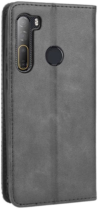 HTC Desire 20 Pro Retro Book Case Portemonnee Hoesje Zwart afbeelding 10