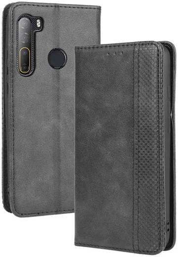 HTC Desire 20 Pro Retro Book Case Portemonnee Hoesje Zwart afbeelding 2