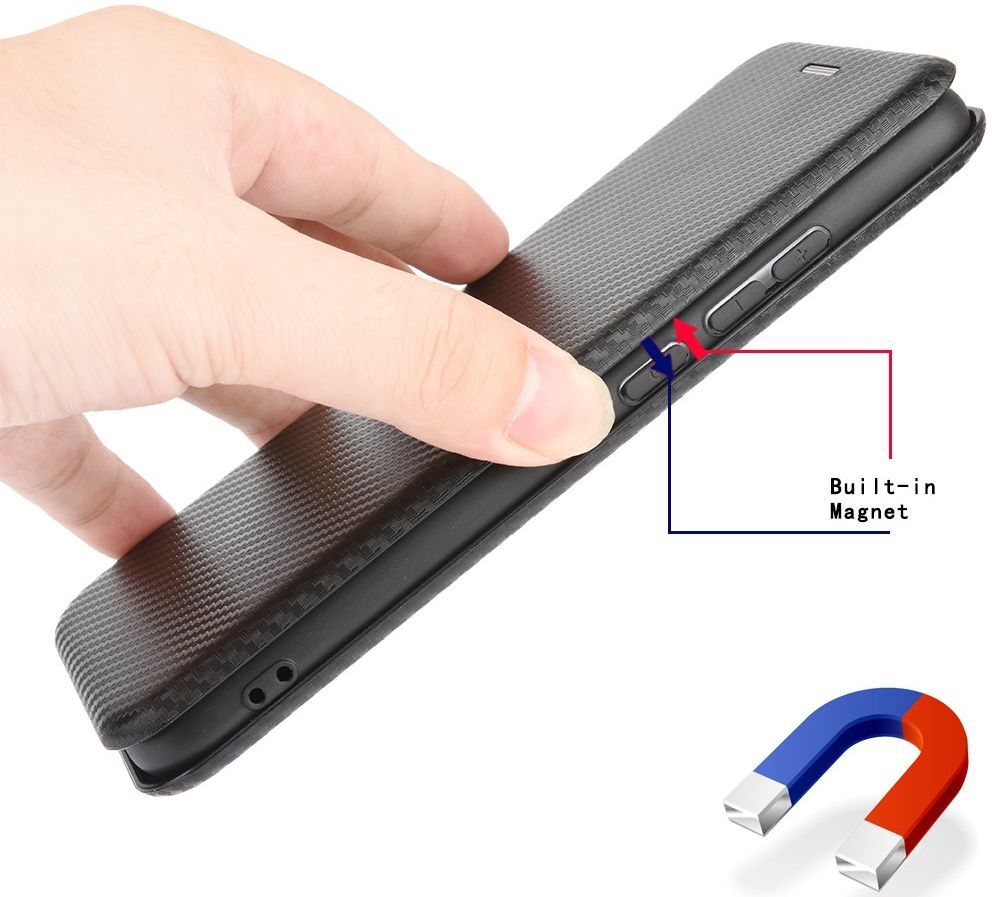 Motorola Moto G9 Plus Carbon Fiber Portemonnee Hoesje Zwart afbeelding 11