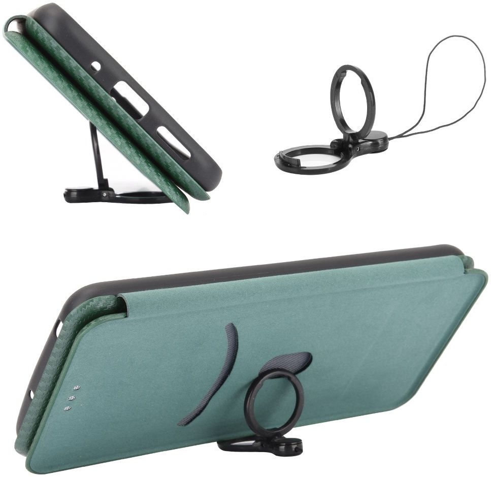 Motorola Moto G9 Plus Carbon Fiber Portemonnee Hoesje Groen afbeelding 7