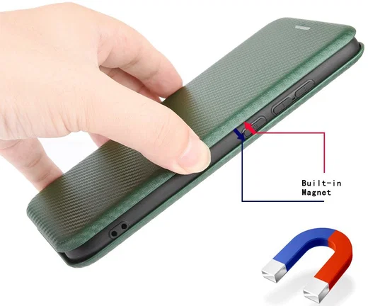 Motorola Moto G9 Plus Carbon Fiber Portemonnee Hoesje Groen afbeelding 8