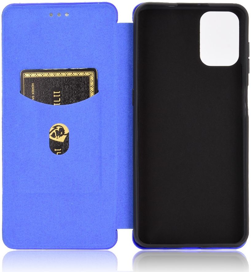 Motorola Moto G9 Plus Carbon Fiber Portemonnee Hoesje Blauw afbeelding 5