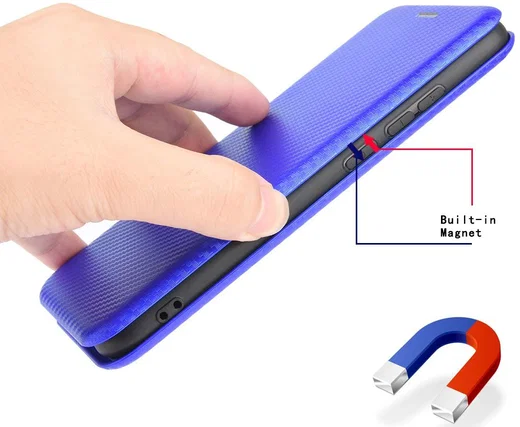 Motorola Moto G9 Plus Carbon Fiber Portemonnee Hoesje Blauw afbeelding 7
