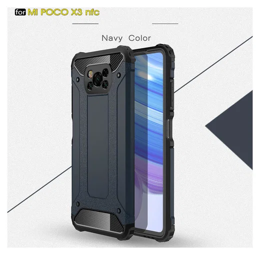 Xiaomi Poco X3 / X3 Pro Hoesje Shock Proof Hybride Back Cover Blauw afbeelding 4