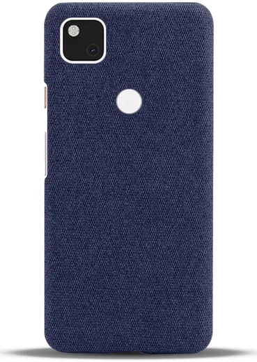 Google Pixel 4A Hoesje Hard Plastic met Stoffen Afwerking Blauw afbeelding 2