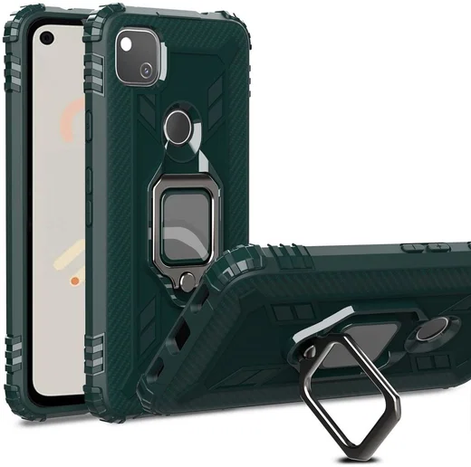 Google Pixel 4a Hybride Hoesje met Ring Kickstand Groen afbeelding 2