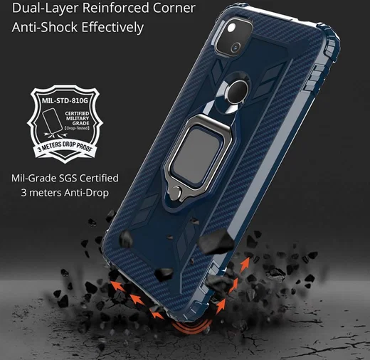 Google Pixel 4a Hybride Hoesje met Ring Kickstand Blauw afbeelding 4