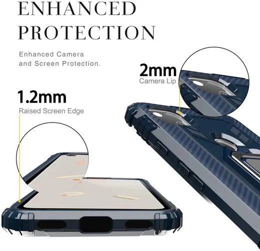 Google Pixel 4a Hybride Hoesje met Ring Kickstand Blauw afbeelding 5