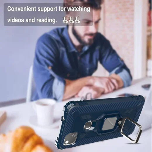 Google Pixel 4a Hybride Hoesje met Ring Kickstand Blauw afbeelding 9
