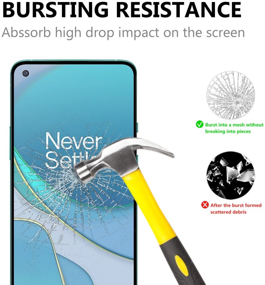 OnePlus 8T Volledig Dekkende Tempered Glass Screen Protector afbeelding 2