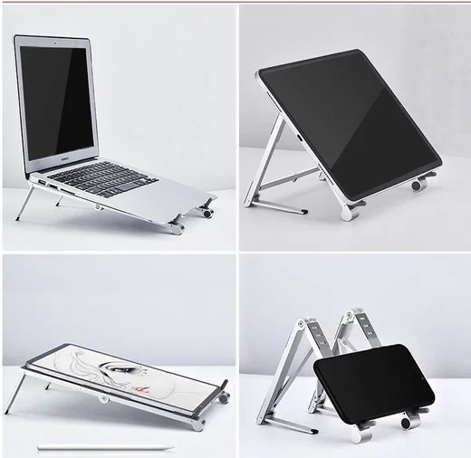 Universele Verstelbare Houder voor Smartphone / Laptop / Tablet Zilver afbeelding 4